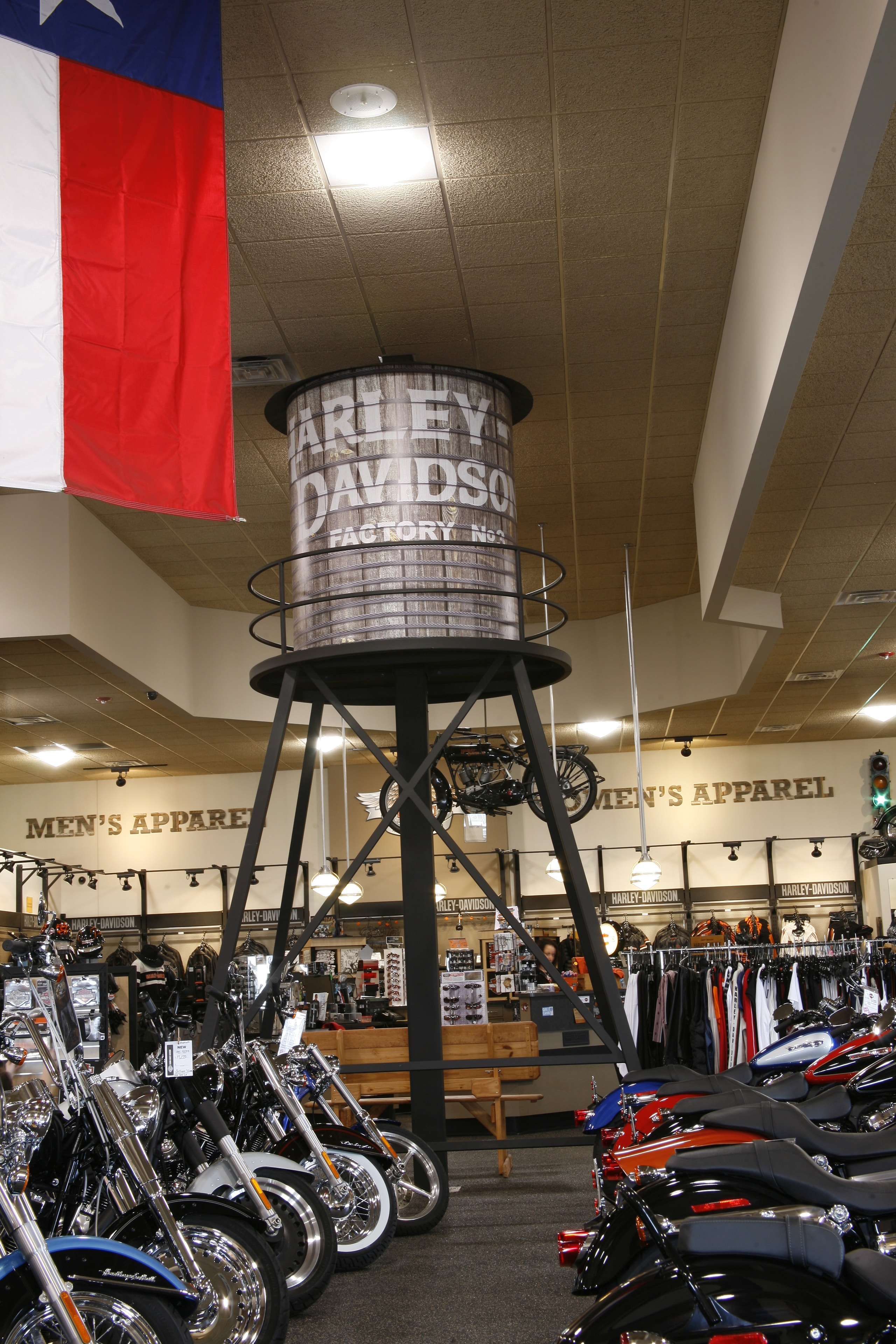 Harley-Davidson dealership water tower display wrap with factory branding by Architectural Wraps