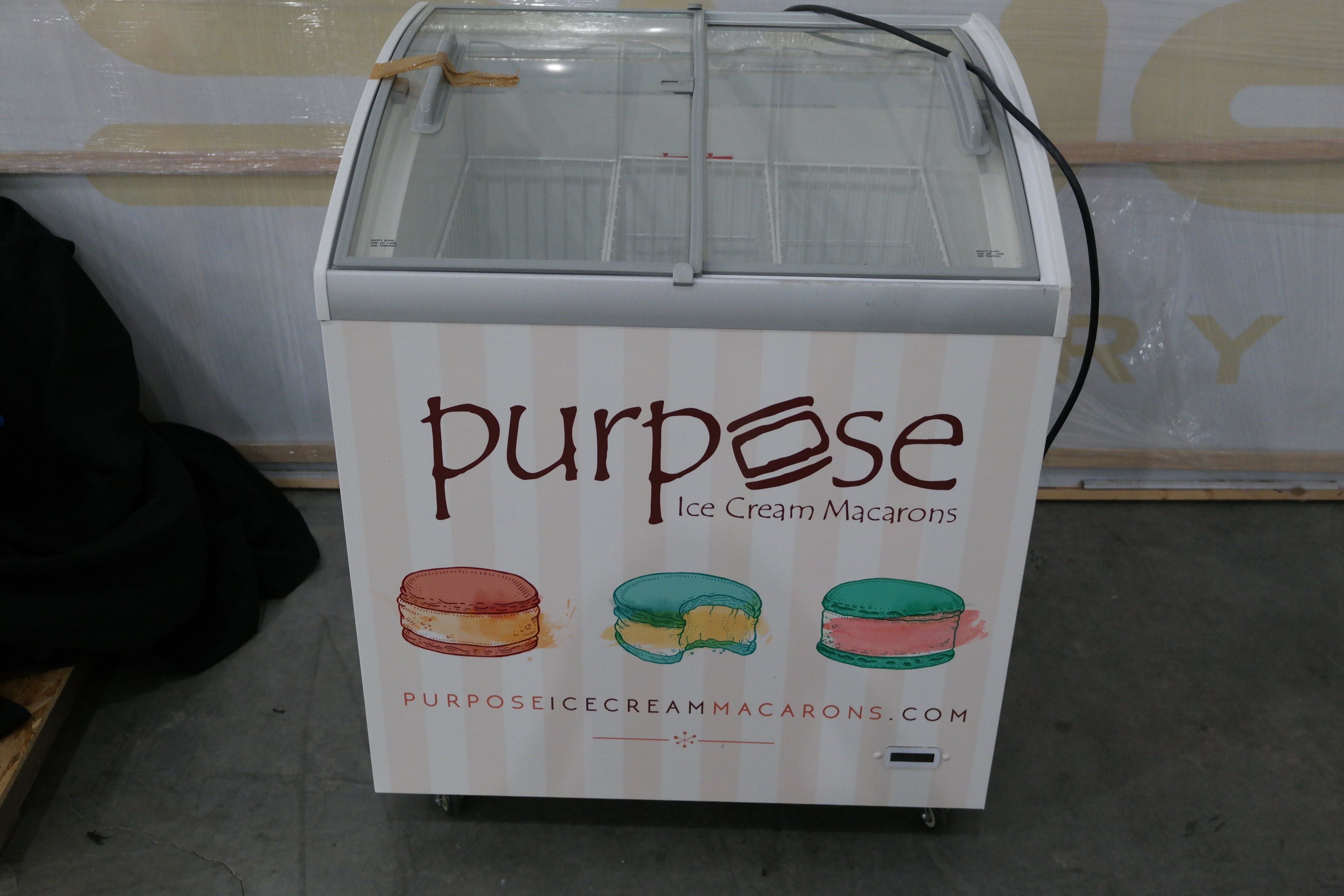 Purpose Ice Cream Macarons branded freezer display case wrap by Architectural Wraps