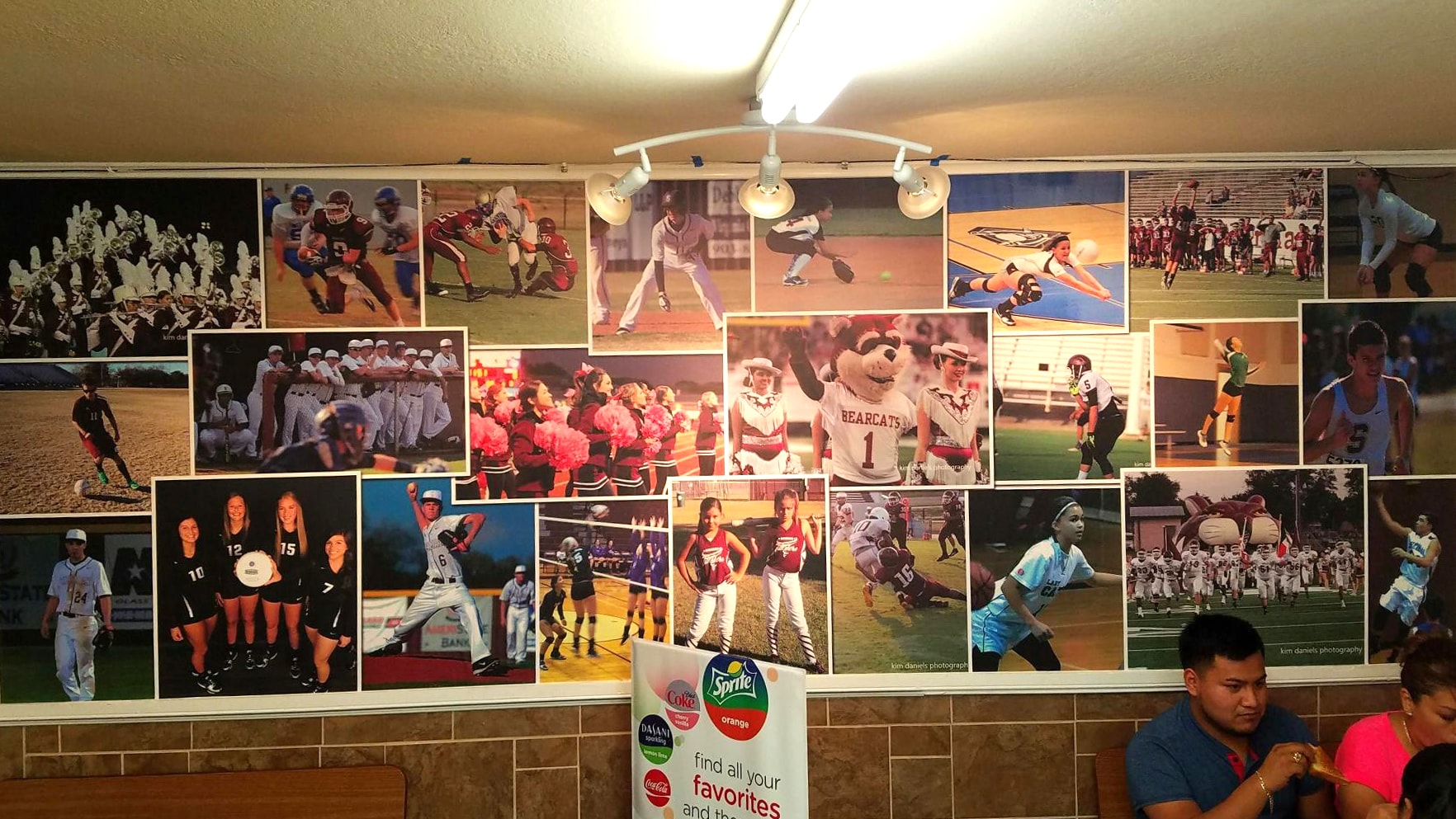 Sherman Dairy Queen restaurant sports photo collage wall mural installation by Architectural Wraps
