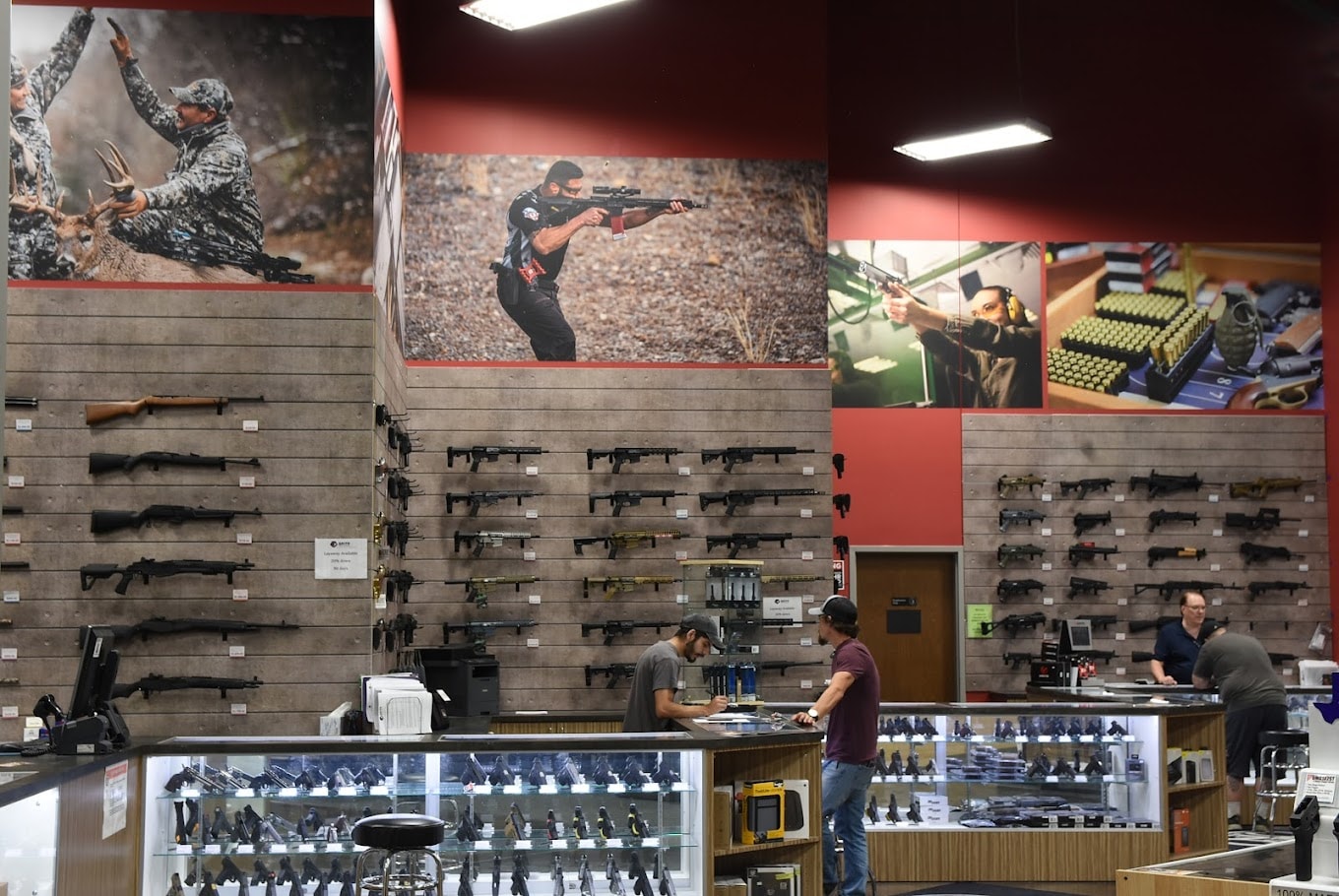 Firearms retail store wall graphics with large-format hunting and shooting sport murals by Architectural Wraps