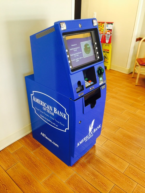 American Bank of Texas ATM machine full wrap with branded graphics by Architectural Wraps