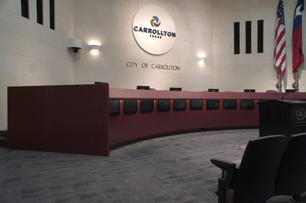 City of Carrollton Texas government facility desk and surface wrap by Architectural Wraps